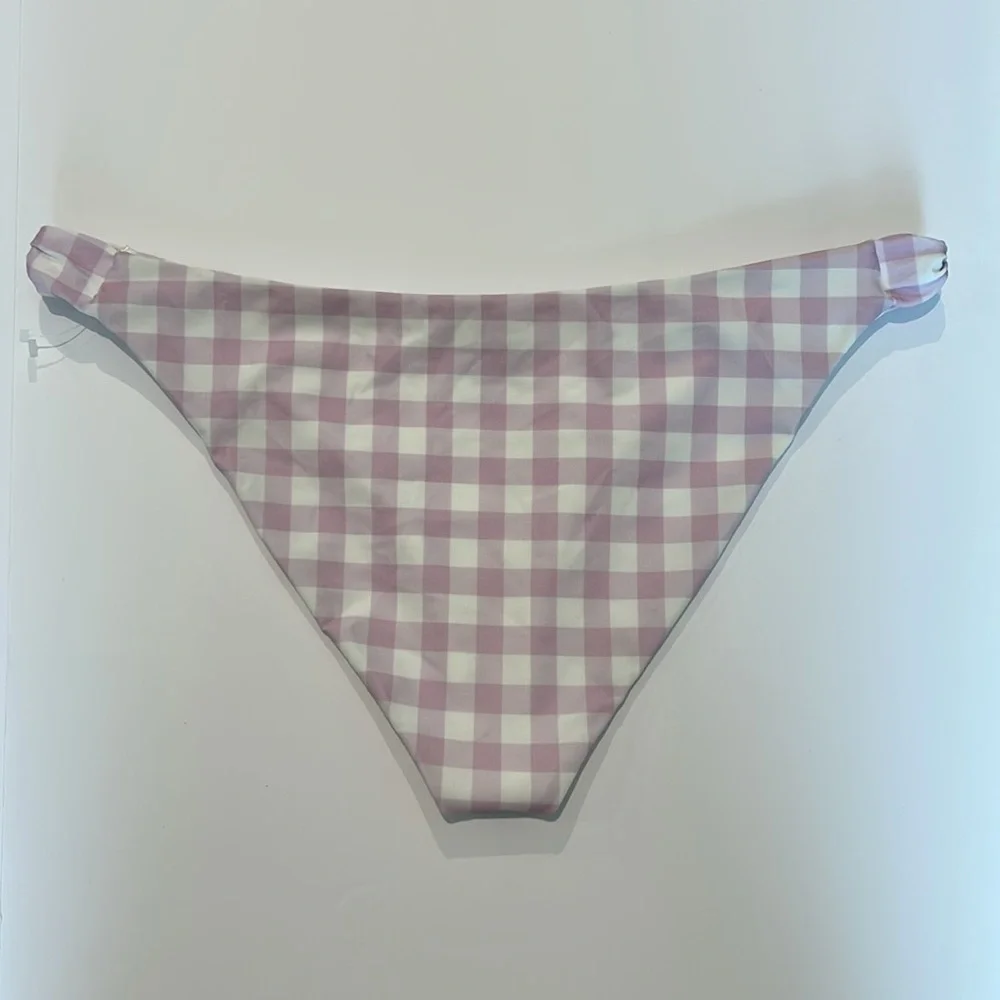 Lovers + Friends purple gingham check bikini swim bottom size Large